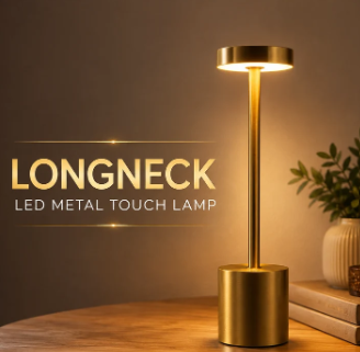 Long Neck Metal Touch Sense LED Lamp – Modern Minimalist Design, Rechargeable - Atmospheric Light for Your Bedroom, Living Room and Restaurant