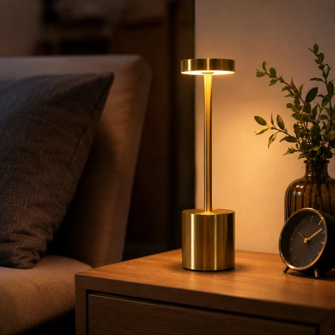 Long Neck Metal Touch Sense LED Lamp – Modern Minimalist Design, Rechargeable - Atmospheric Light for Your Bedroom, Living Room and Restaurant