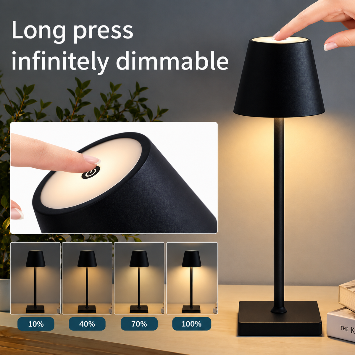 Luxury Metal Rechargeable Tap Lamp