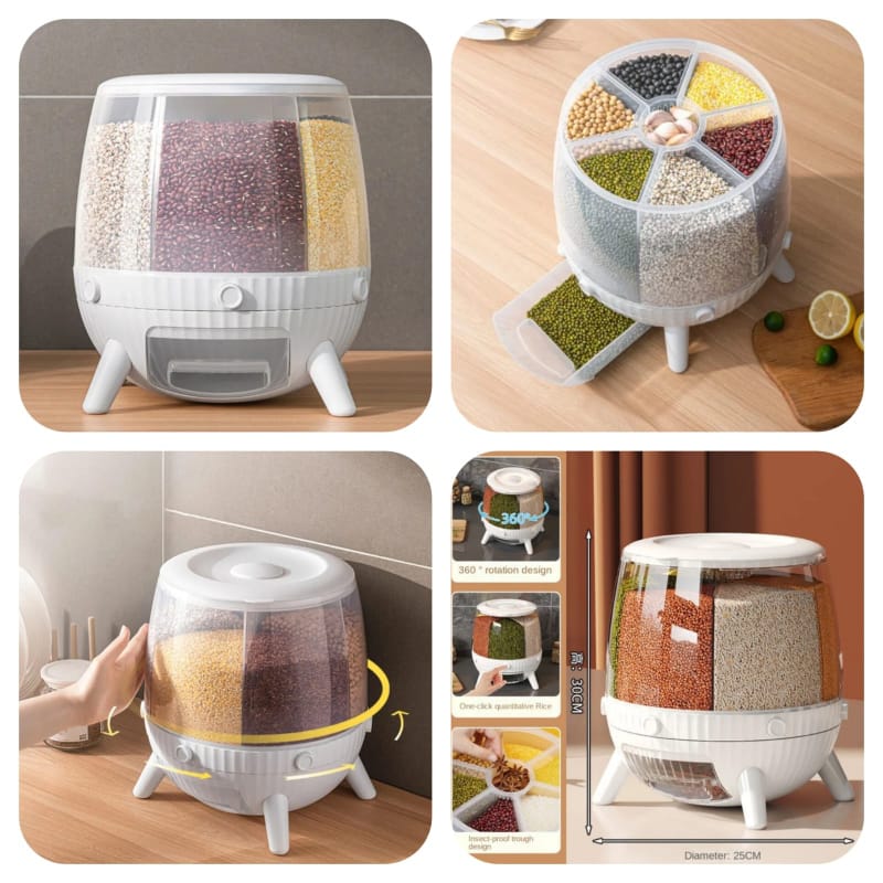 9KG Rotating Cereal Dispenser | Airtight Grain Storage Container