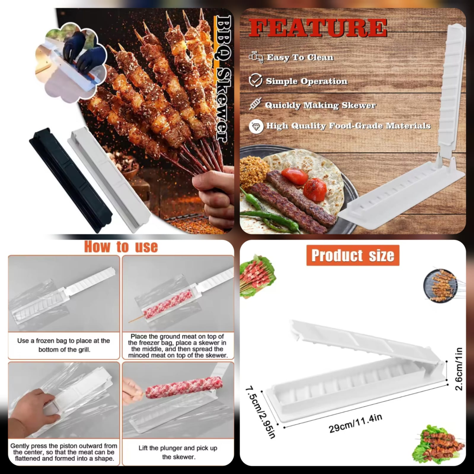 Reusable Manual BBQ Skewer Maker | Food Grade Seekh Kabab Press Mould
