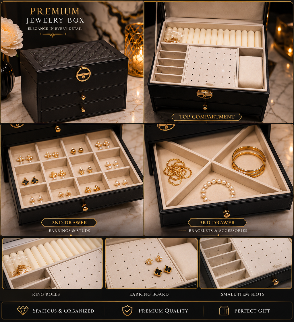 Luxury Jewelry Organizer Box – Multi Layer Storage