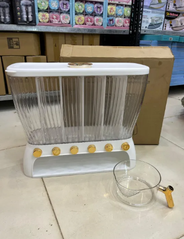 10KG 6-Compartment Airtight Cereal & Dry Food Storage Dispenser