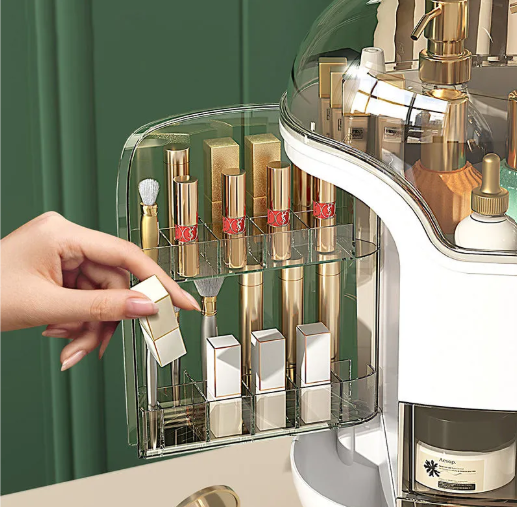 Luxury Dustproof Makeup Organizer Cabinet with Drawers – Cosmetic, Skincare & Perfume Storage Box