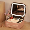 Premium LED Makeup Organizer Travel Case with Mirror – Waterproof Cosmetic Storage Bag for Makeup, Skincare & Jewelry