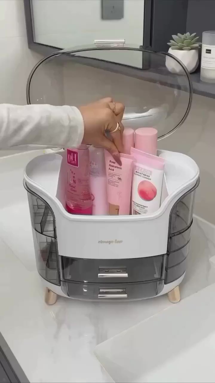Luxury Dustproof Makeup Organizer Cabinet with Drawers – Cosmetic, Skincare & Perfume Storage Box